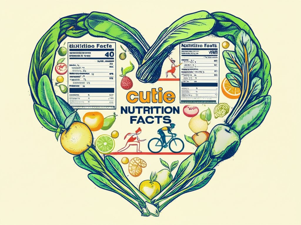 Cutie mandarin nutrition facts label: vitamins, calories, and healthy snack info.