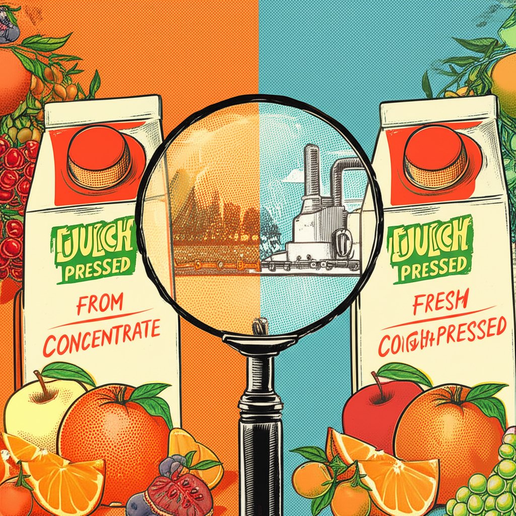 Decoding juice labels: Comparing concentrate vs. fresh-pressed for healthier choices.