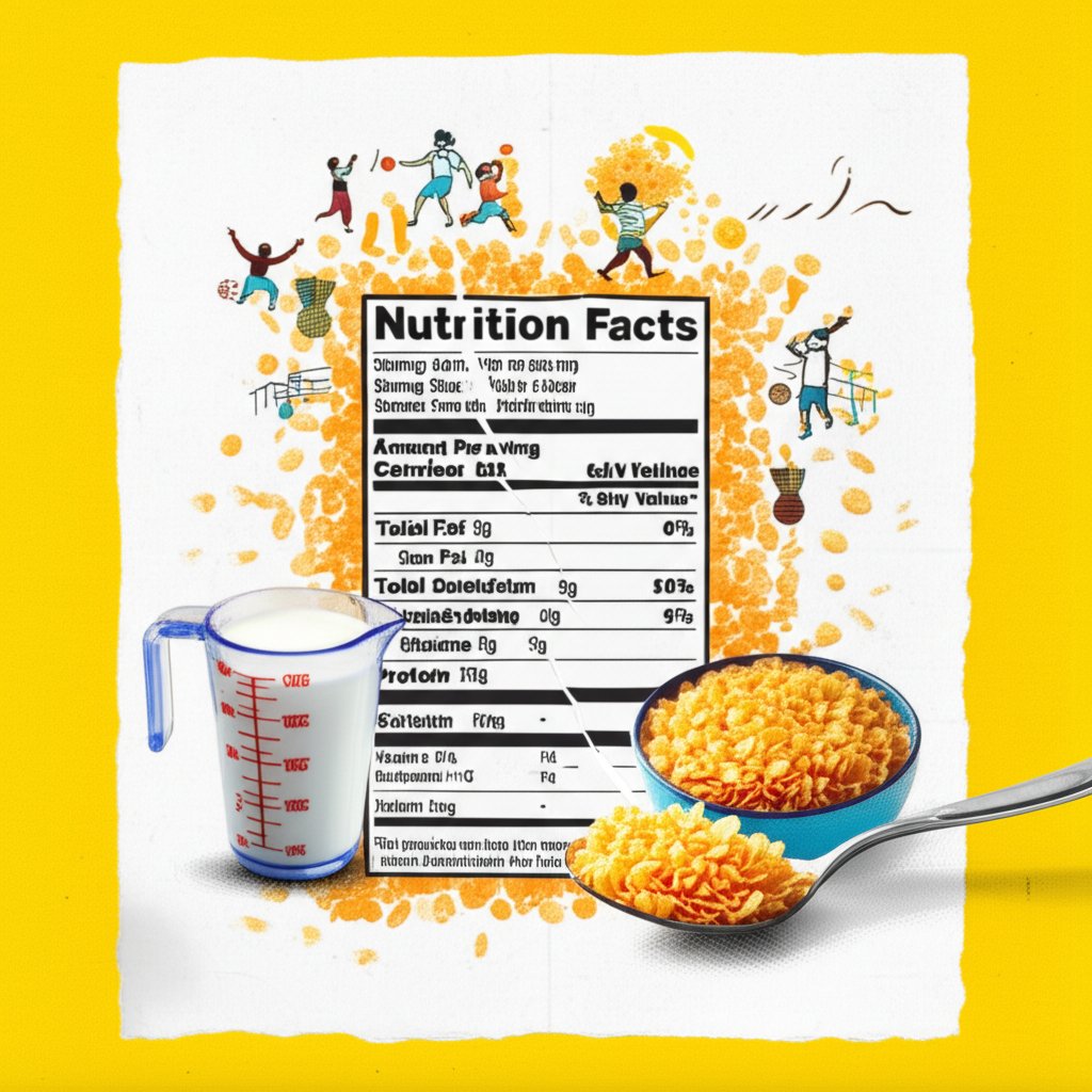 Rice Krispies cereal nutrition facts label close-up, highlighting key nutrient information.