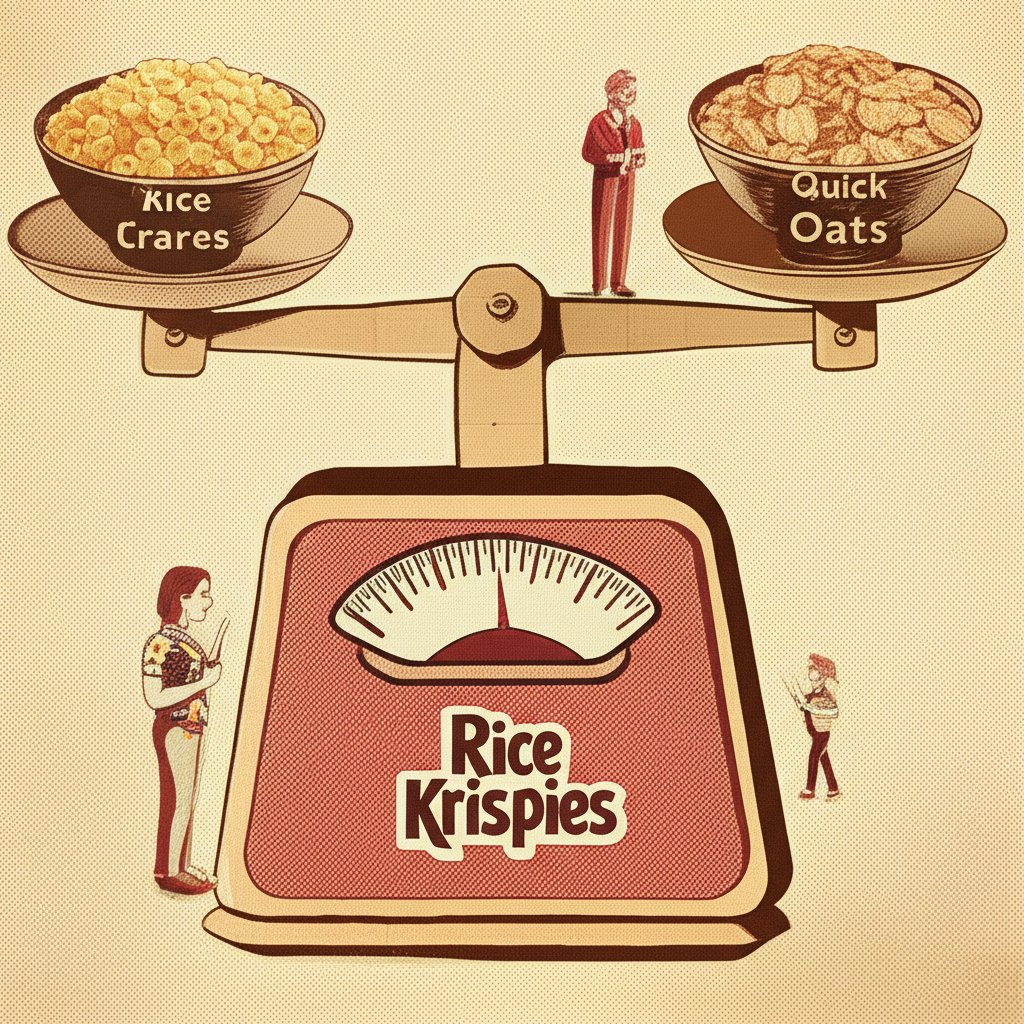 Rice Krispies vs. Quick Oats: Nutrition comparison, breakfast cereal, healthy eating.
