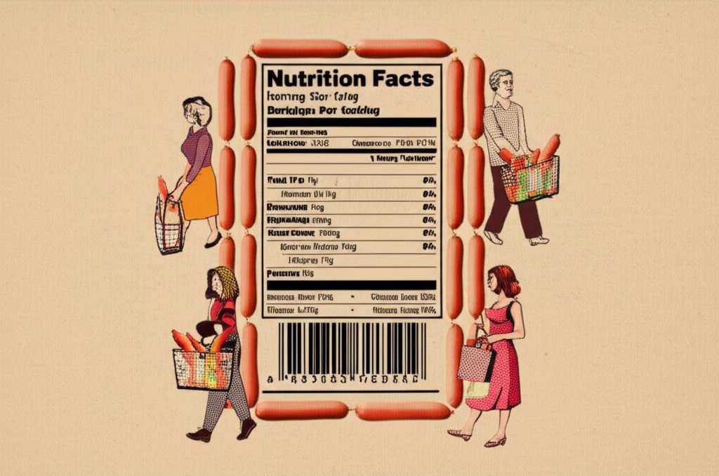 Sausage links nutrition facts label: calories, protein, fat, and other nutrients.
