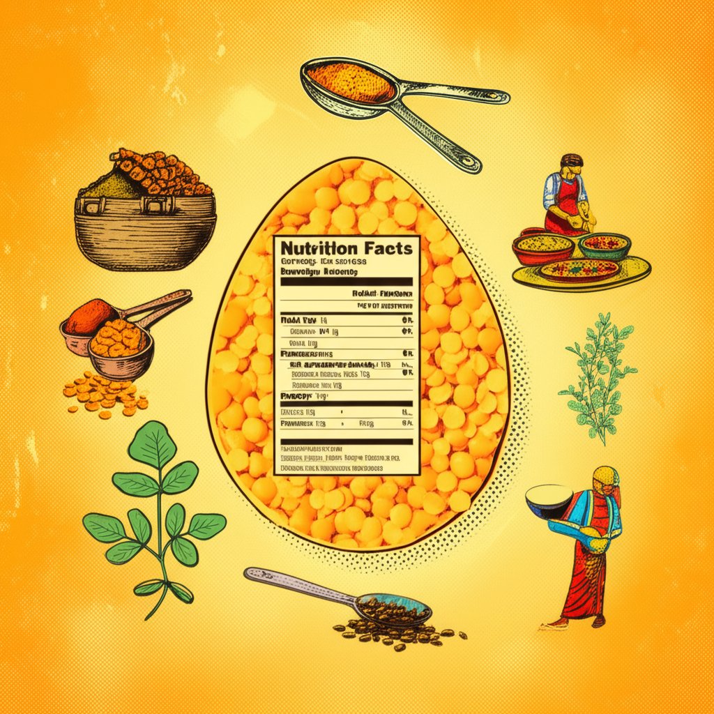 Toor dal nutrition facts: Protein, fiber, and essential nutrients in yellow split peas.