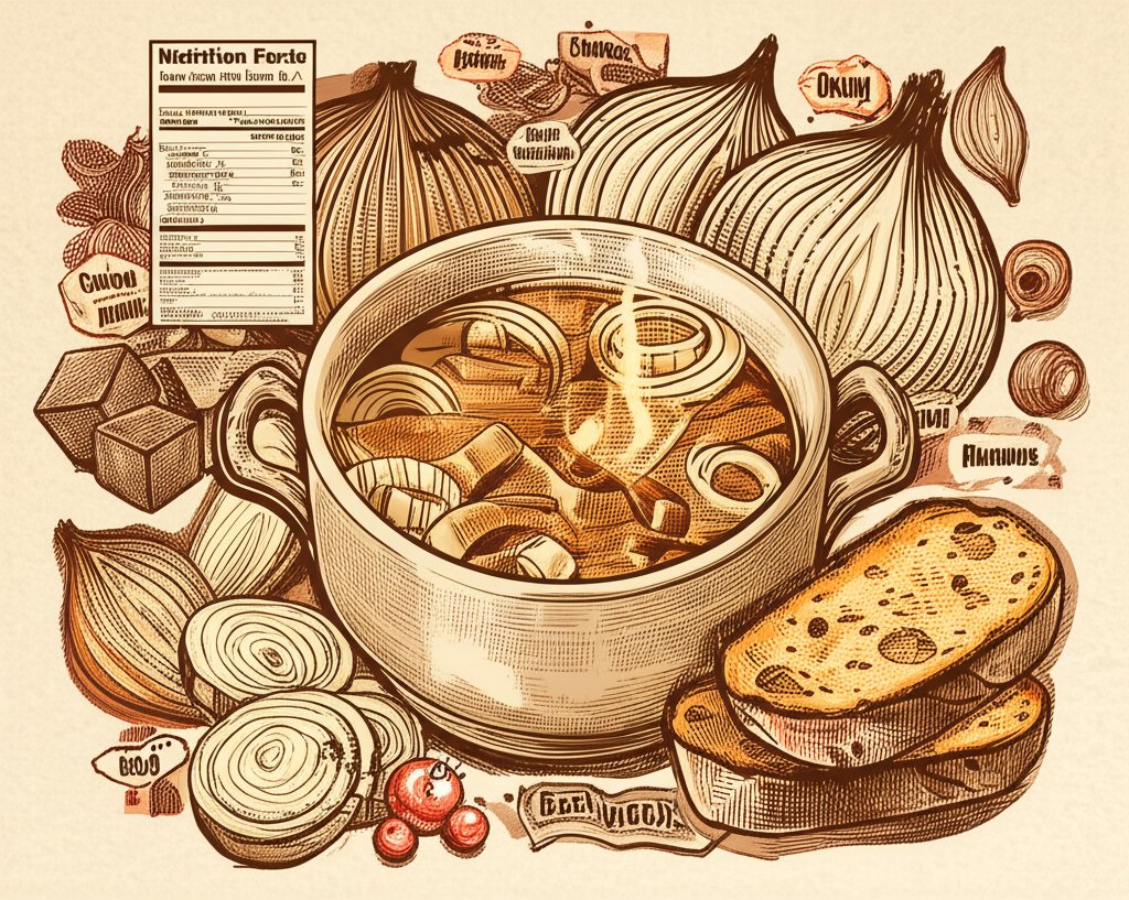 French onion soup ingredients unpacked: onions, broth, cheese, bread - nutritional building blocks.