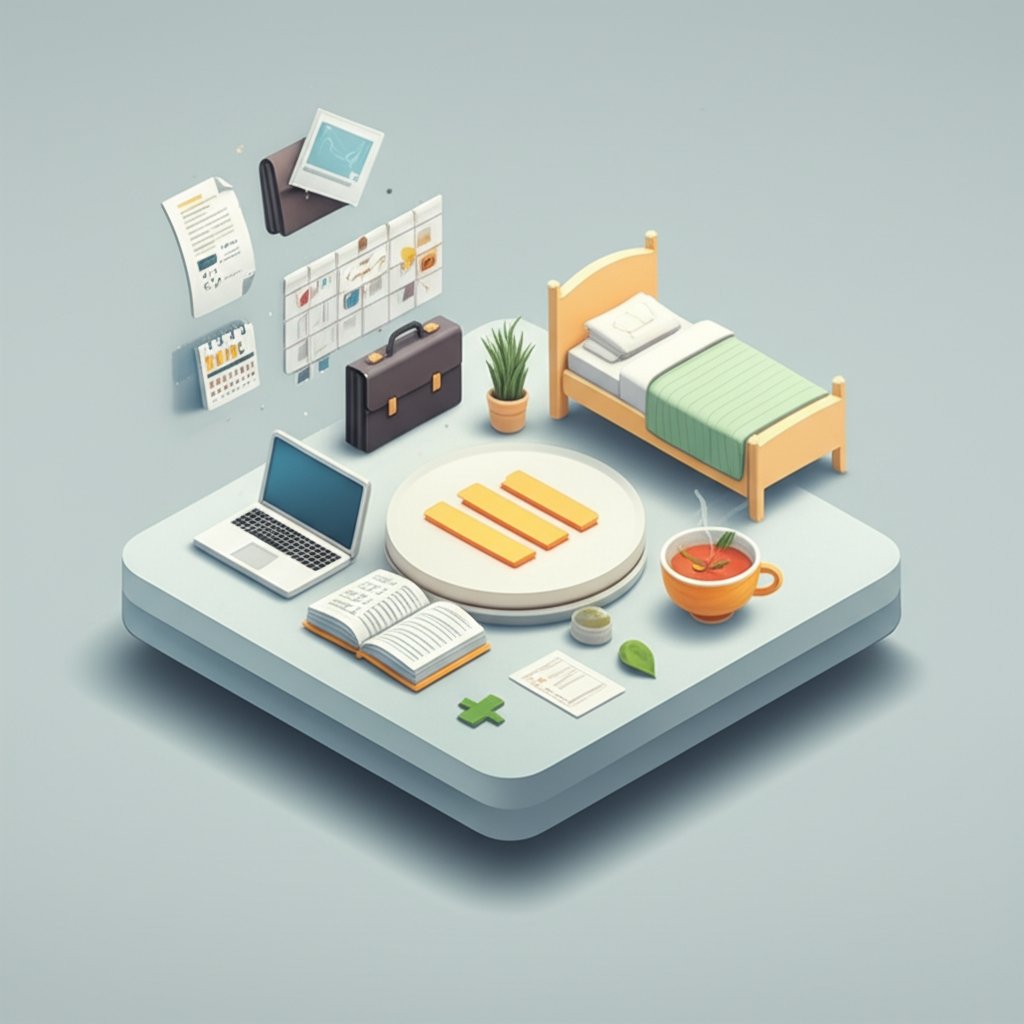 Hit Pause: person resting, prioritizing self-care and new goals during illness.