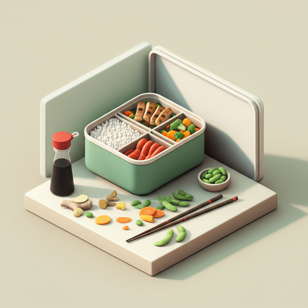 Delicious, colorful Asian meal prep boxes for easy weeknight dinners.