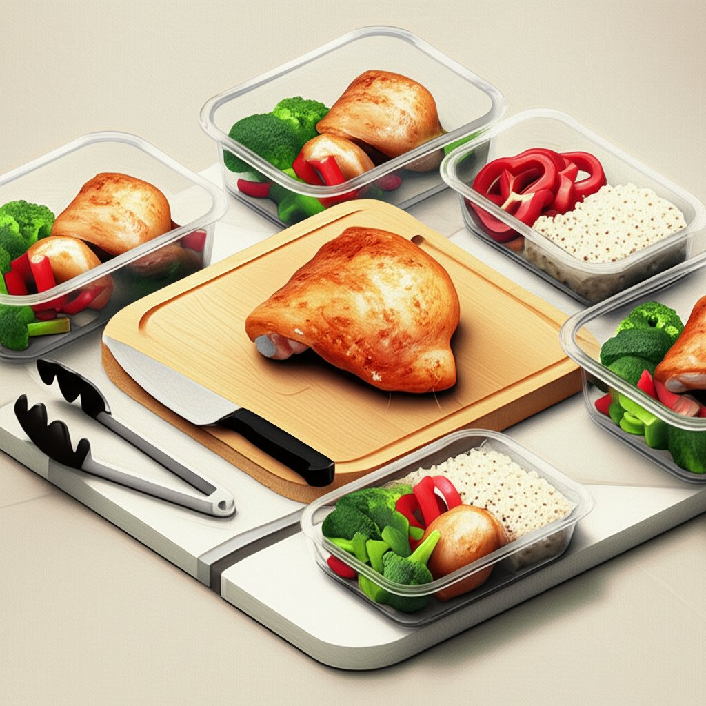 Delicious chicken thighs prepped for easy, healthy, and affordable weekly meals.