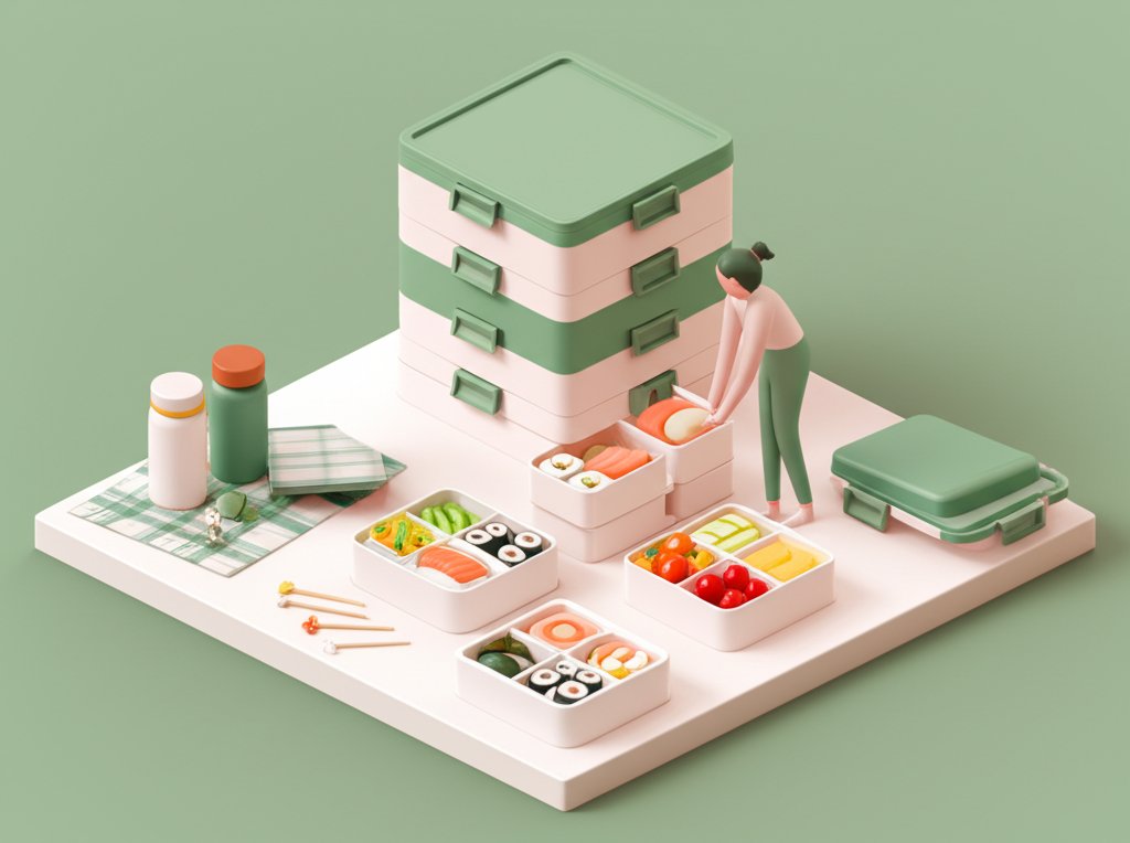 Stackable bento lunch boxes, perfect for meal prep and food storage.