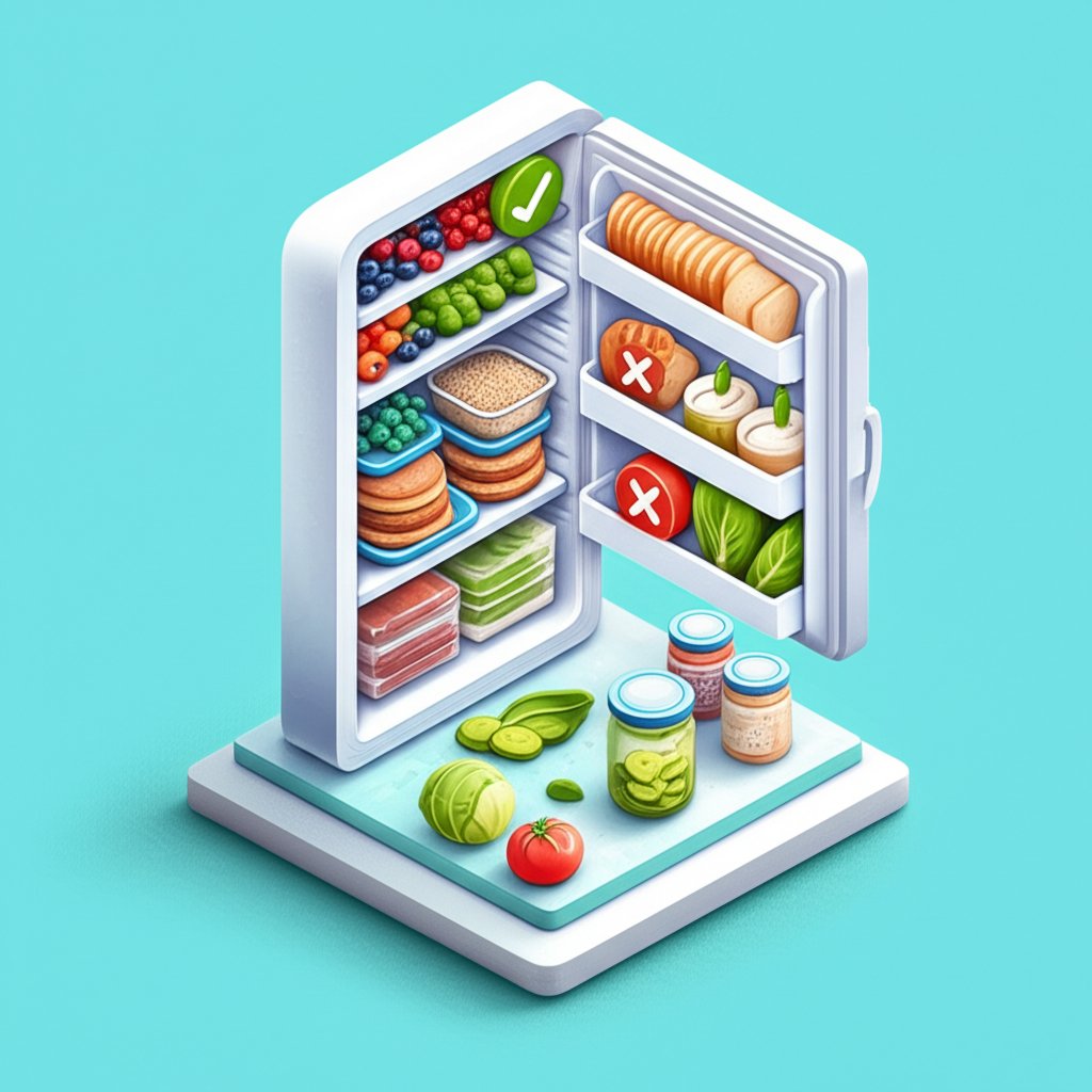 Building vegan freezer stash: 'Yes' and 'No' food list.