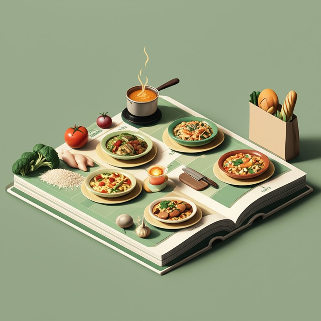 4-day meal plan: components to complete meals, easy prep guide.