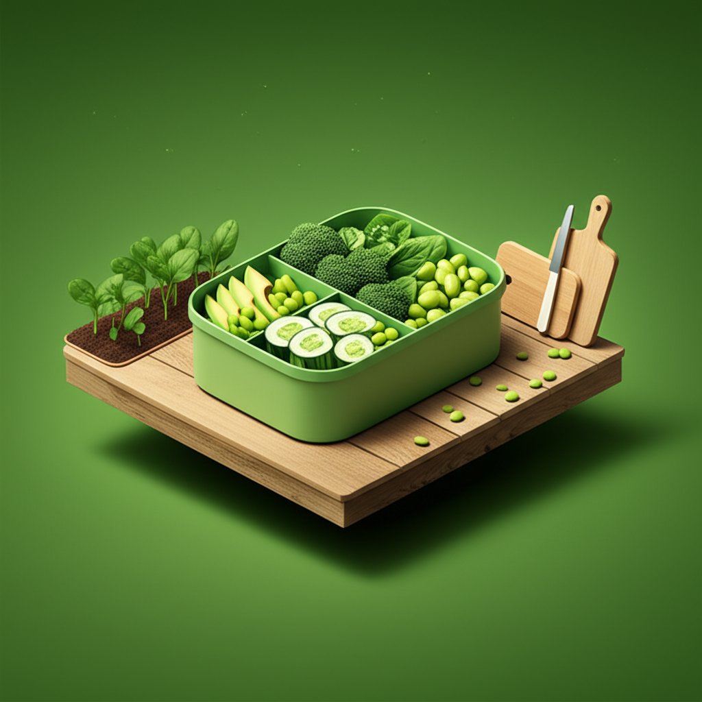 Stylish green bento box for healthy, sustainable meal prep.