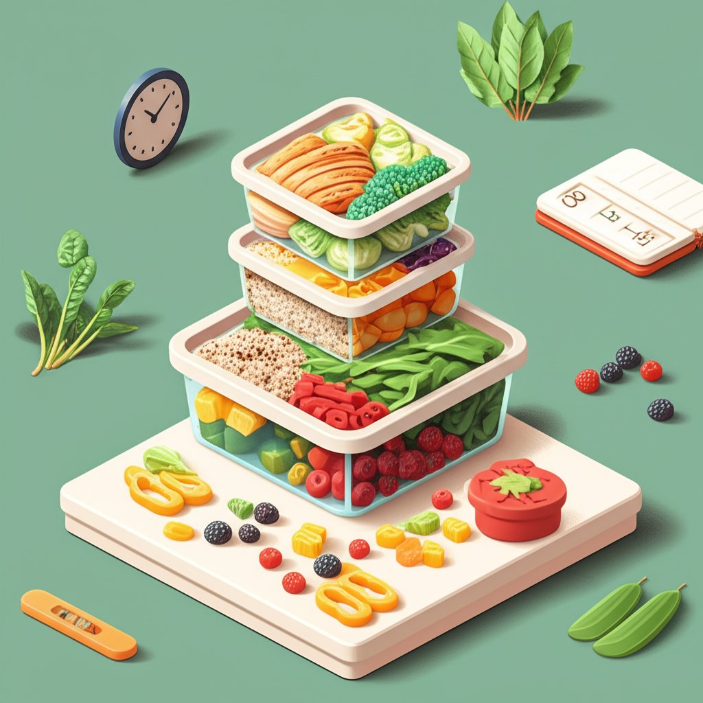 Organized healthy meal prep containers for busy schedules, ensuring nutritious meals all week.