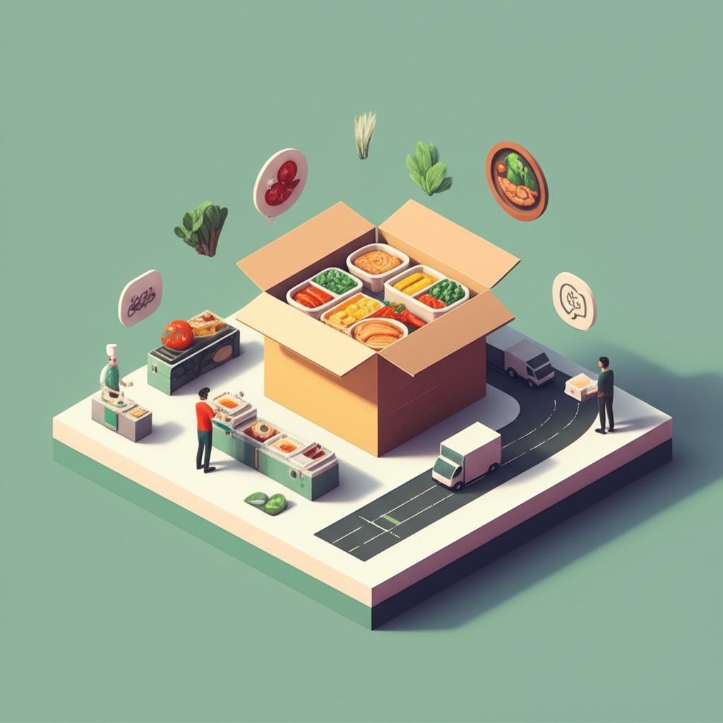 Visual guide: How meal prep delivery works, from ordering to doorstep delivery.