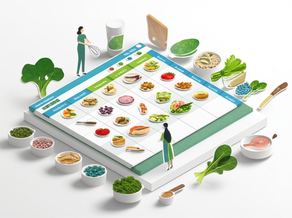 Customizable weekly meal planning spreadsheet template.