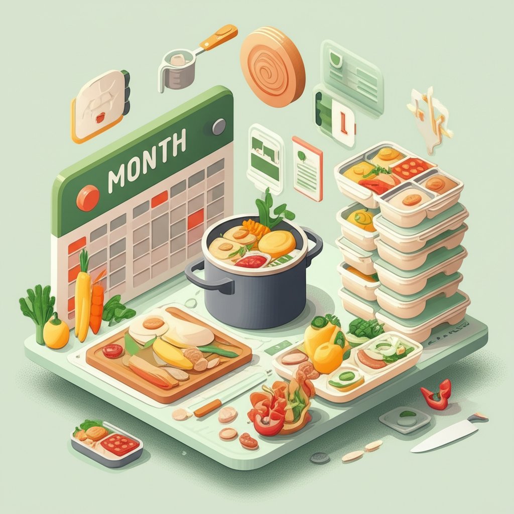 Once a month cooking: efficient meal prep for busy families, saving time and money.