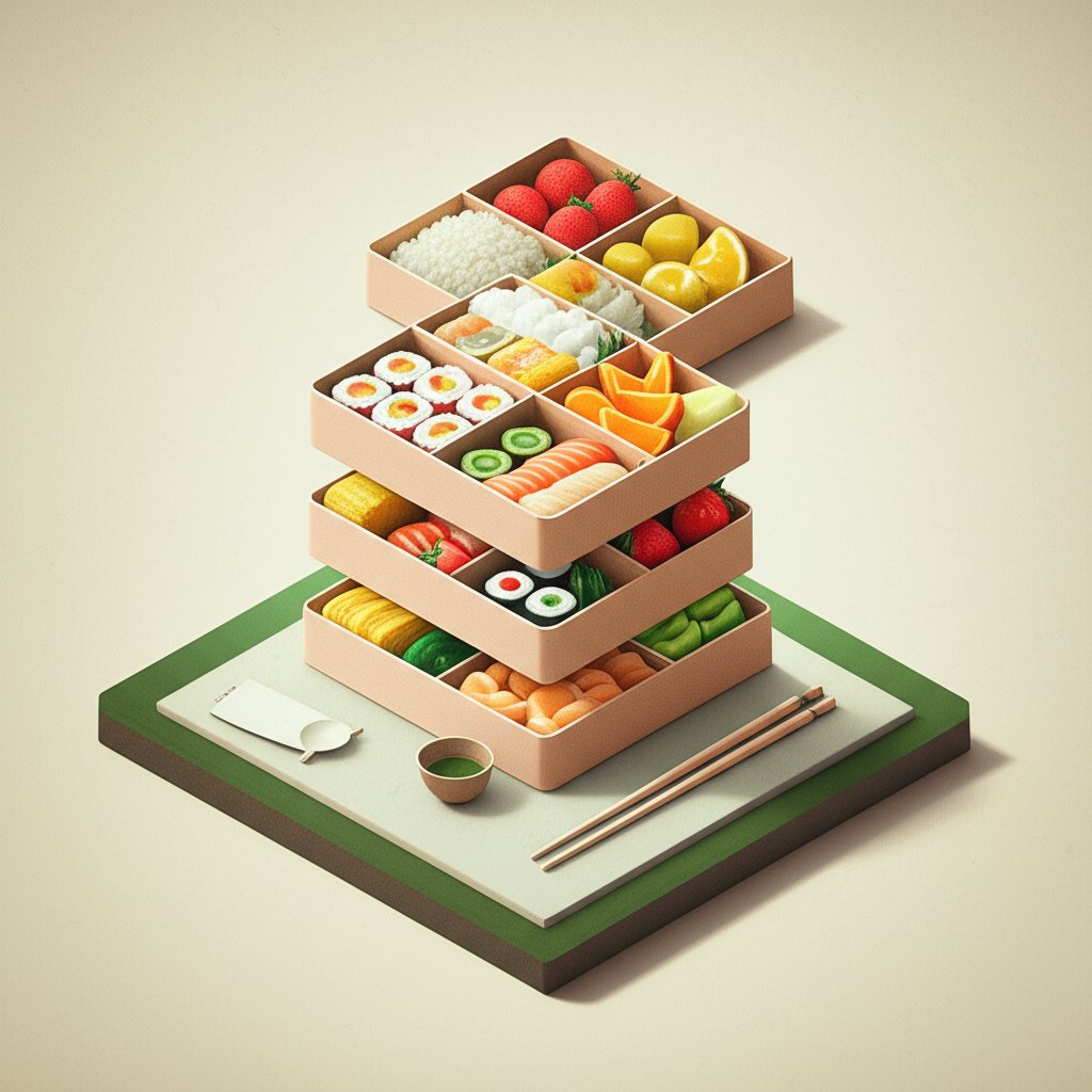 Multi-tier stacked bento boxes for organized lunch or meal prep.