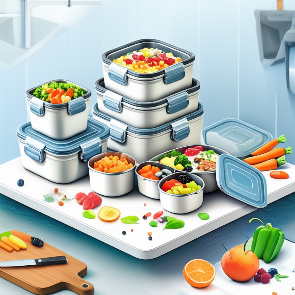 Durable stainless steel food storage containers for healthy meal prep and sustainable living.