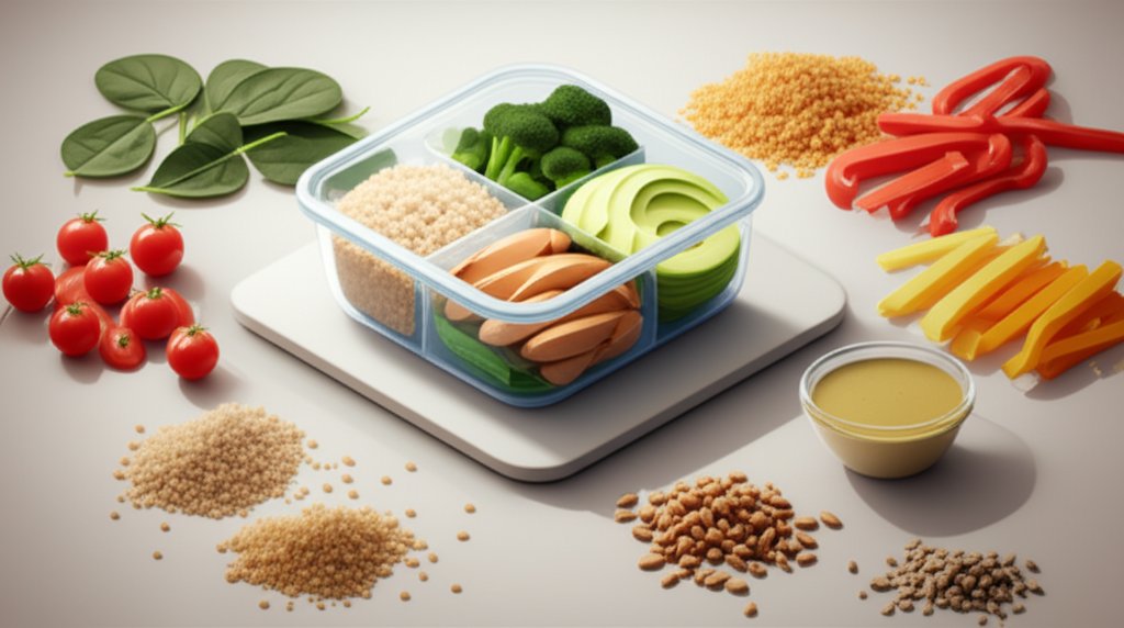 Anatomy of a winning meal prep bowl: protein, grains, veggies, sauce for balanced meals.