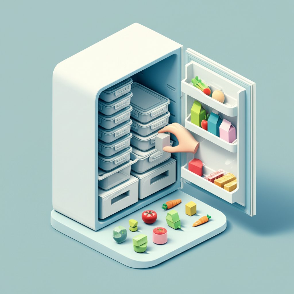 Maximizing fridge space with rectangular containers for efficient, organized storage.