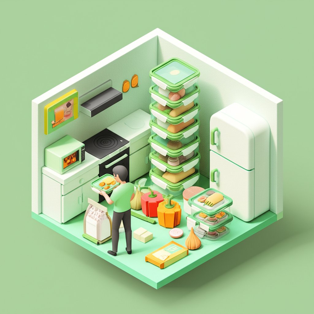 Essential dorm meal prep toolkit for college students: microwave, containers, mini-fridge.