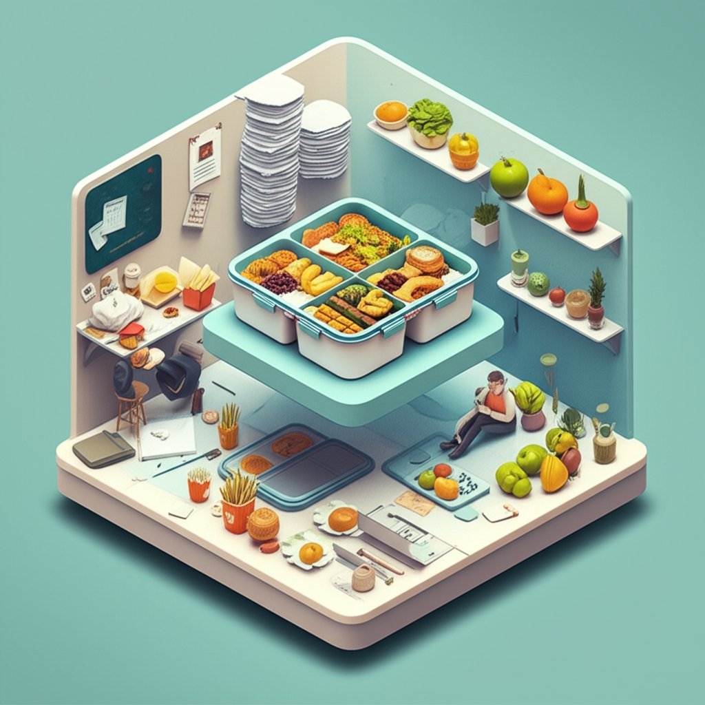 Healthy meal prep lunchbox, preventing decision fatigue for easy, nutritious lunches.